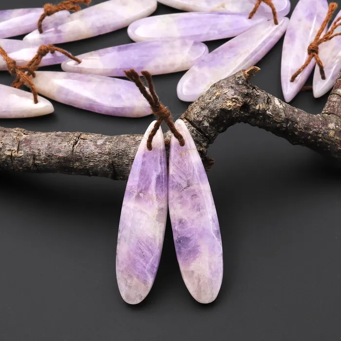 Intrinsic Trading Earrings Natural Lilac Amethyst Earring Pair Teardrop Matched Gemstone Beads