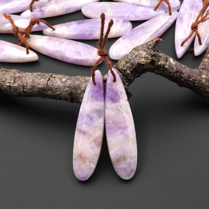 Intrinsic Trading Earrings Natural Lilac Amethyst Earring Pair Teardrop Matched Gemstone Beads