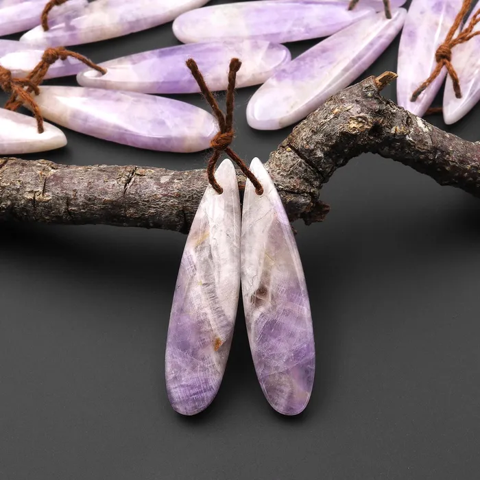 Intrinsic Trading Earrings Natural Lilac Amethyst Earring Pair Teardrop Matched Gemstone Beads