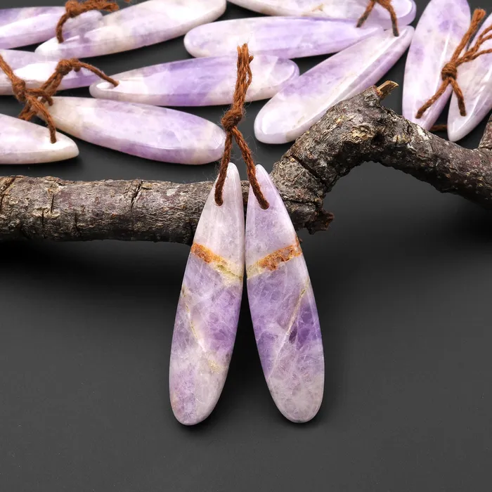 Intrinsic Trading Earrings Natural Lilac Amethyst Earring Pair Teardrop Matched Gemstone Beads