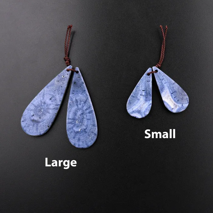 Intrinsic Trading Earrings Natural Real Genuine Blue Sponge Coral Long Teardrop Earring Pair Drilled Gemstone Matched Beads