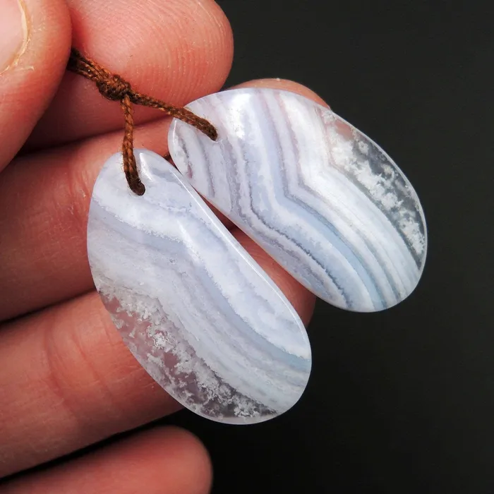 Intrinsic Trading Natural Blue Lace Agate Earring Pair Freeform Cabochon Cab Drilled Matched Earrings Pair Stone E2061 Earrings Intrinsic Trading Natural Blue Lace Agate Earring Pair Freeform Cabochon Cab Drilled Matched Earrings Pair Stone E2061 Earrings