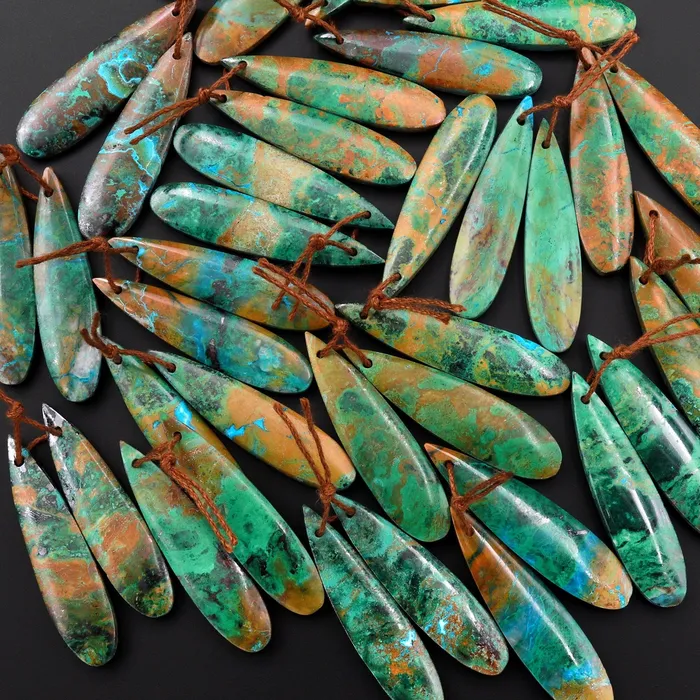 Intrinsic Trading Natural Chrysocolla Earring Pair Gemstone Drilled Teardrop Cabochon Matched Gemstone Beads From Australia Earrings