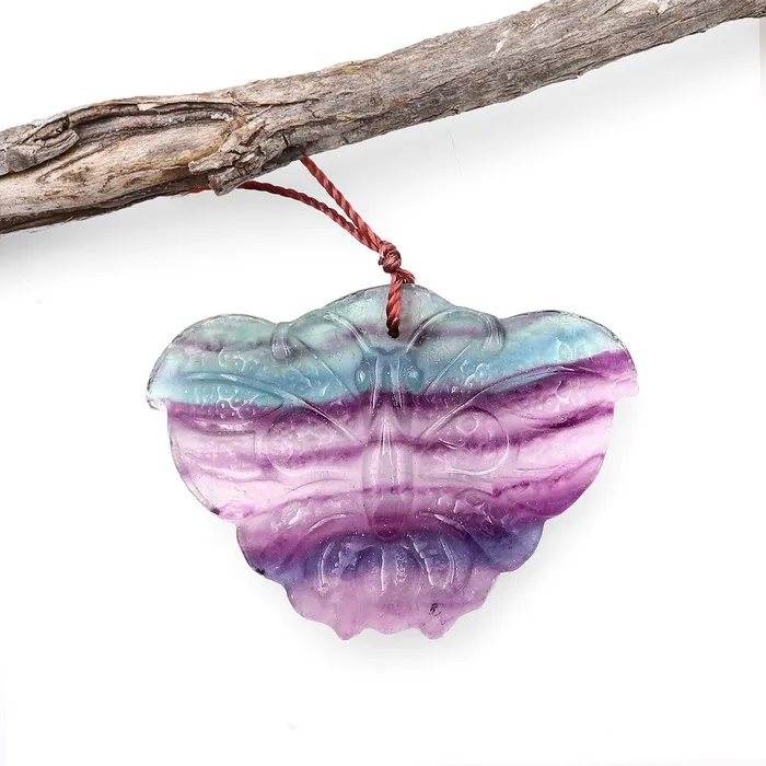 Intrinsic Trading Necklaces Hand Carved Natural Fluorite Butterfly Gemstone Pendant A5 Intrinsic Trading Necklaces Hand Carved Natural Fluorite Butterfly Gemstone Pendant A5