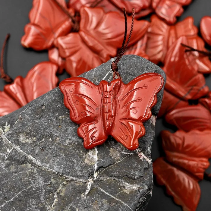Intrinsic Trading Necklaces Hand Carved Natural Red Jasper Butterfly Pendant Gemstone Focal Bead Intrinsic Trading Necklaces Hand Carved Natural Red Jasper Butterfly Pendant Gemstone Focal Bead