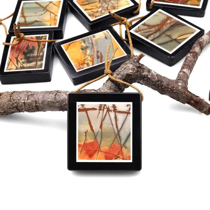 Intrinsic Trading Necklaces Intarsia Pendant Natural Red Creek Jasper W Black Onyx Inlay Frame Side Drilled Rectangle Pendant Intrinsic Trading Necklaces Intarsia Pendant Natural Red Creek Jasper W Black Onyx Inlay Frame Side Drilled Rectangle Pendant