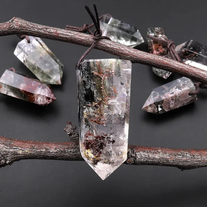 Intrinsic Trading Necklaces Natural Phantom Lodalite Quartz Pendant Point Gemstone Crystal Intrinsic Trading Necklaces Natural Phantom Lodalite Quartz Pendant Point Gemstone Crystal