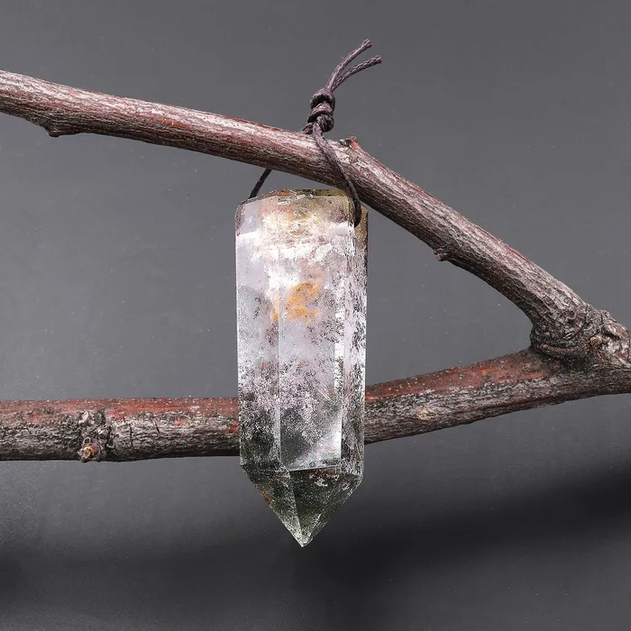 Intrinsic Trading Necklaces Natural Phantom Lodalite Quartz Pendant Point Gemstone Crystal