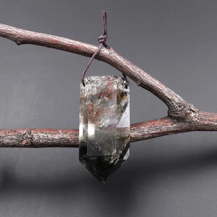 Intrinsic Trading Necklaces Natural Phantom Lodalite Quartz Pendant Point Gemstone Crystal