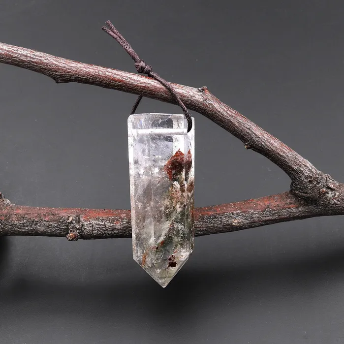 Intrinsic Trading Necklaces Natural Phantom Lodalite Quartz Pendant Point Gemstone Crystal