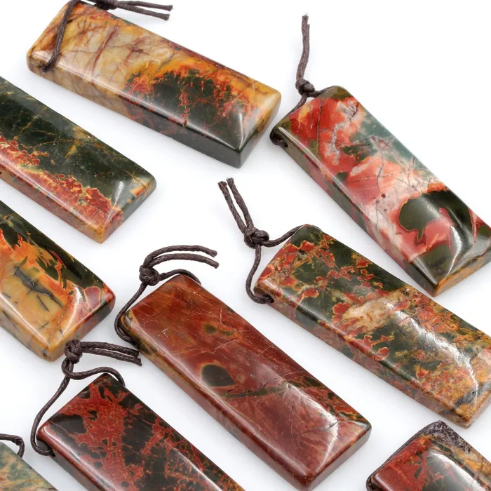 Intrinsic Trading Necklaces Natural Red Creek Jasper Pendant Top Side Drilled Long Rectangle Pendant Natural Multi Color Picasso Jasper Cherry Creek Jasper Bead
