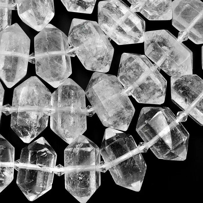 Intrinsic Trading Necklaces Natural Rock Crystal Quartz Beads Faceted Double Terminated Points Drilled Healing Crystal Focal Pendant Bead 155 Strand Intrinsic Trading Necklaces Natural Rock Crystal Quartz Beads Faceted Double Terminated Points Drilled Healing Crystal Focal Pendant Bead 155 Strand