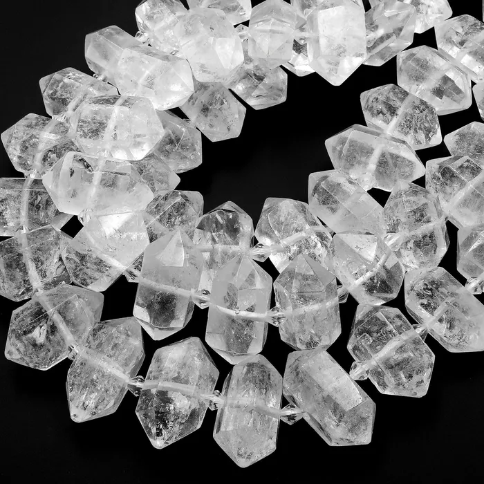 Intrinsic Trading Necklaces Natural Rock Crystal Quartz Beads Faceted Double Terminated Points Drilled Healing Crystal Focal Pendant Bead 155 Strand