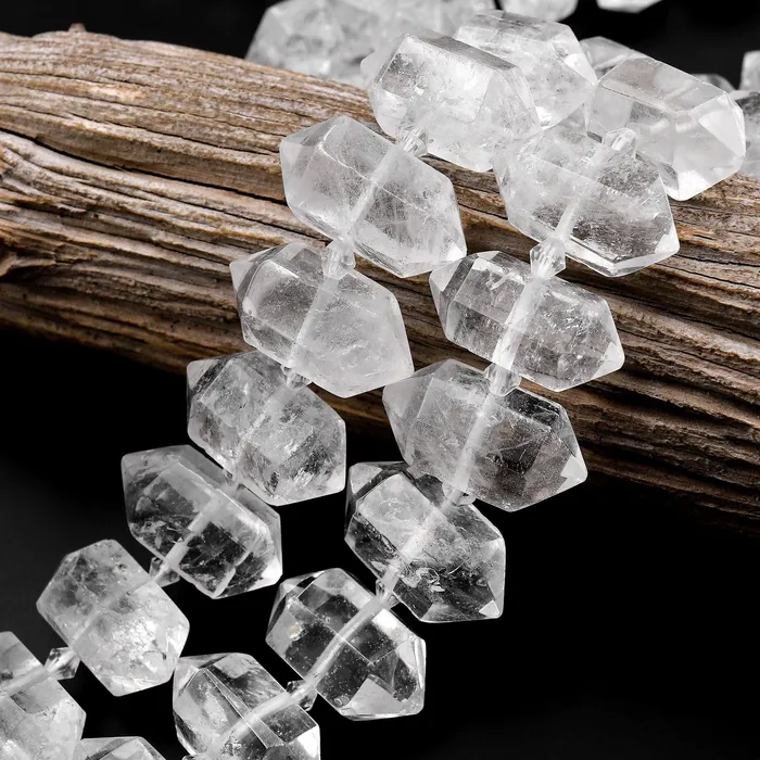 Intrinsic Trading Necklaces Natural Rock Crystal Quartz Beads Faceted Double Terminated Points Drilled Healing Crystal Focal Pendant Bead 155 Strand