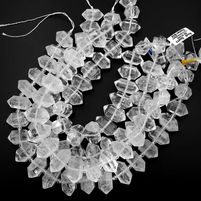 Intrinsic Trading Necklaces Natural Rock Crystal Quartz Beads Faceted Double Terminated Points Drilled Healing Crystal Focal Pendant Bead 155 Strand