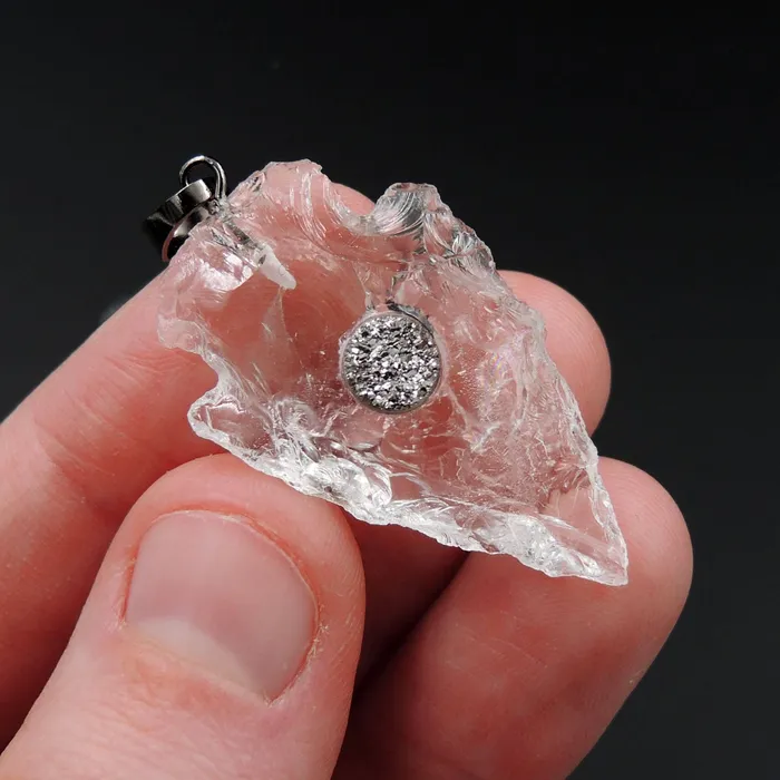 Intrinsic Trading Necklaces Natural Rough Raw Rock Crystal Quartz With Druzy Center Hand Hammered Arrowhead Pendant Focal Bead Intrinsic Trading Necklaces Natural Rough Raw Rock Crystal Quartz With Druzy Center Hand Hammered Arrowhead Pendant Focal Bead