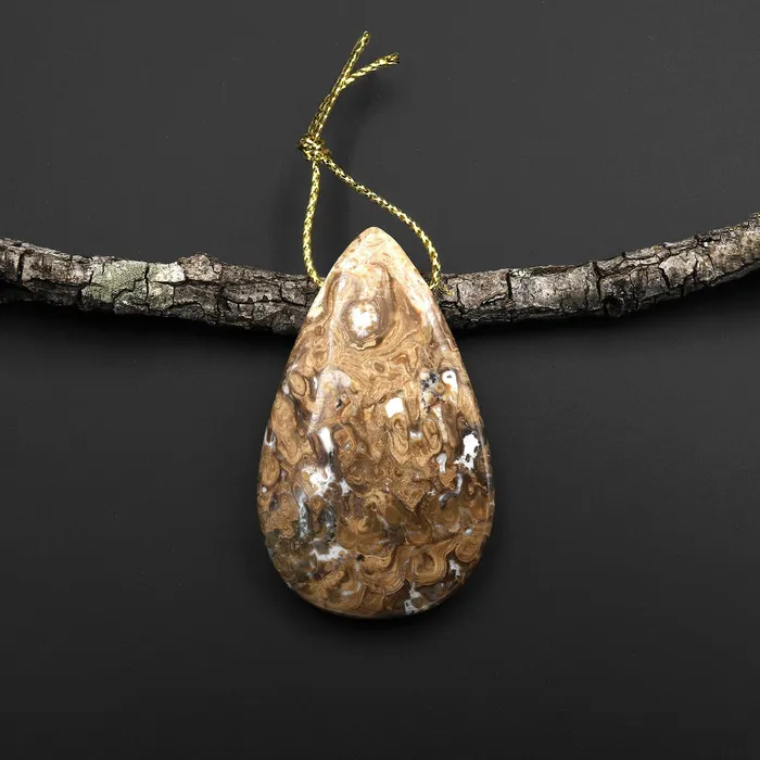 Intrinsic Trading Necklaces Rare Genuine Natural Fossilized Algae Pendant Top Side Drilled Teardrop Gemstone A2 Intrinsic Trading Necklaces Rare Genuine Natural Fossilized Algae Pendant Top Side Drilled Teardrop Gemstone A2