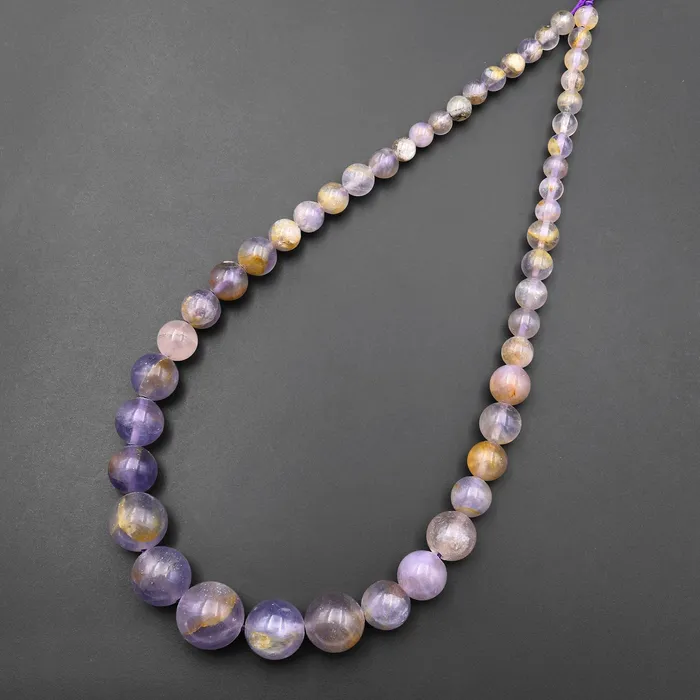 Intrinsic Trading Necklaces Rare Natural Purple Fluorite Beads Graduating Smooth Round Beads 17 Necklace Strand