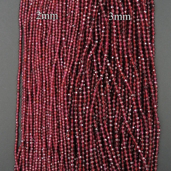 Intrinsic Trading Rings Micro Faceted Tiny Natural Red Garnet Round Beads 2mm 3mm Faceted Round Beads Diamond Cut Gemstone 16 Strand