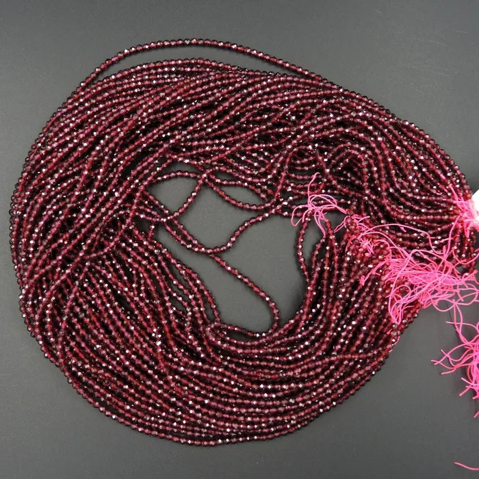 Intrinsic Trading Rings Micro Faceted Tiny Natural Red Garnet Round Beads 2mm 3mm Faceted Round Beads Diamond Cut Gemstone 16 Strand