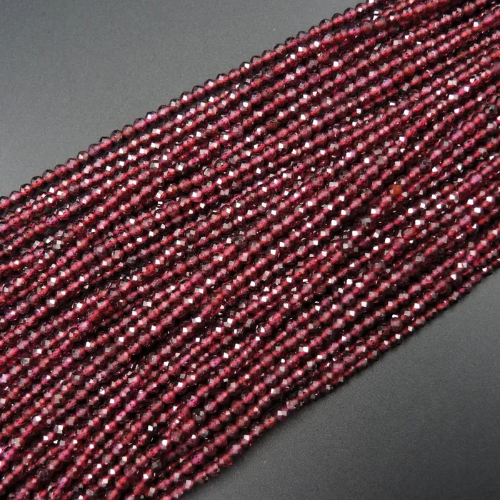 Intrinsic Trading Rings Micro Faceted Tiny Natural Red Garnet Round Beads 2mm 3mm Faceted Round Beads Diamond Cut Gemstone 16 Strand