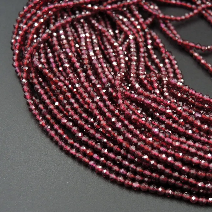 Intrinsic Trading Rings Micro Faceted Tiny Natural Red Garnet Round Beads 2mm 3mm Faceted Round Beads Diamond Cut Gemstone 16 Strand