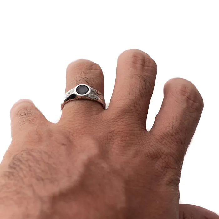 JewelryLab Rings KRTE RING W BLACK ONYX STONE 925 STERLING SILVER