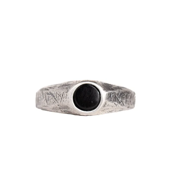JewelryLab Rings KRTE RING W BLACK ONYX STONE 925 STERLING SILVER
