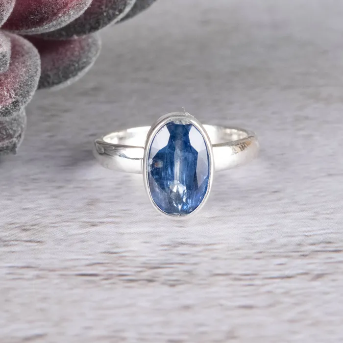 Kyanite Ring 10x7mm Size 7 925 Silver InnerVision Crystals Rings