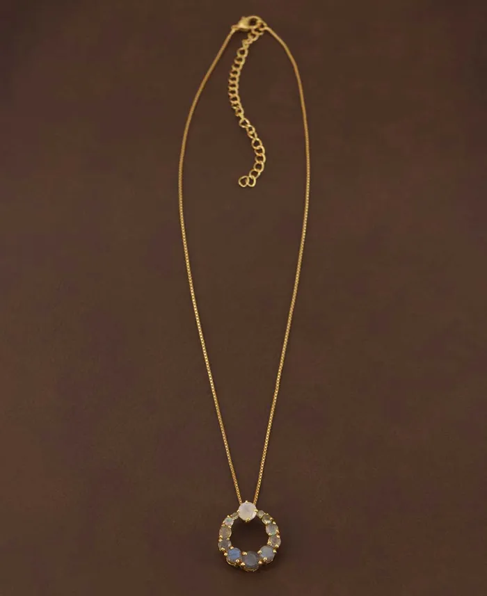 Labradorite Circle Gold Plated Necklace Buddha Groove Necklaces