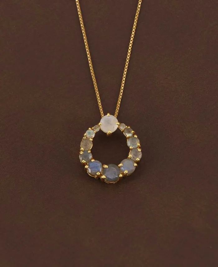 Labradorite Circle Gold Plated Necklace Buddha Groove Necklaces