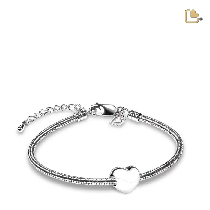 LoveUrns Treasure Bracelets LoveHeart Sterling Silver Cremation Bracelet Bead