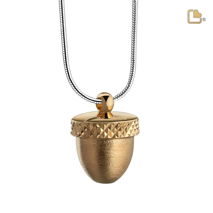 LoveUrns Treasure Rings Acorn Gold Vermeil Two Tone Sterling Silver Cremation Pendant COMFORT by LoveUrns LoveUrns Treasure Rings Acorn Gold Vermeil Two Tone Sterling Silver Cremation Pendant COMFORT by LoveUrns