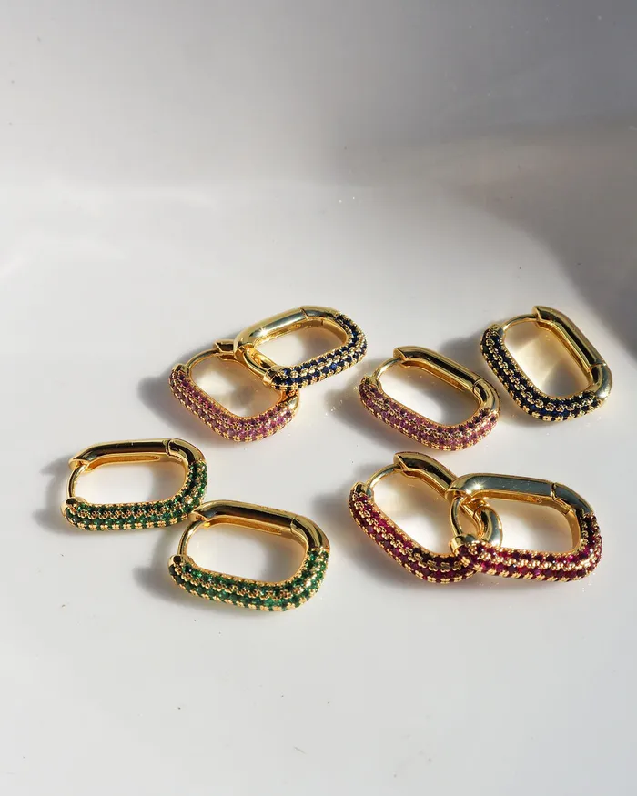 Luv Aj Necklaces Pave Chain Link Huggies Emerald Green Silver Luv Aj Necklaces Pave Chain Link Huggies Emerald Green Silver