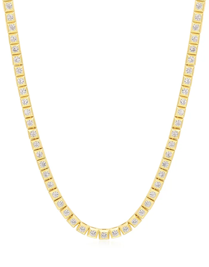 Luv Aj Necklaces Pyramid Stud Tennis Necklace Gold
