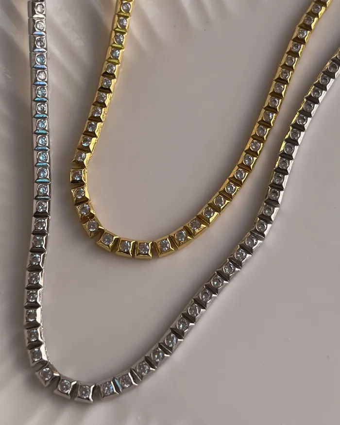 Luv Aj Necklaces Pyramid Stud Tennis Necklace Gold Luv Aj Necklaces Pyramid Stud Tennis Necklace Gold