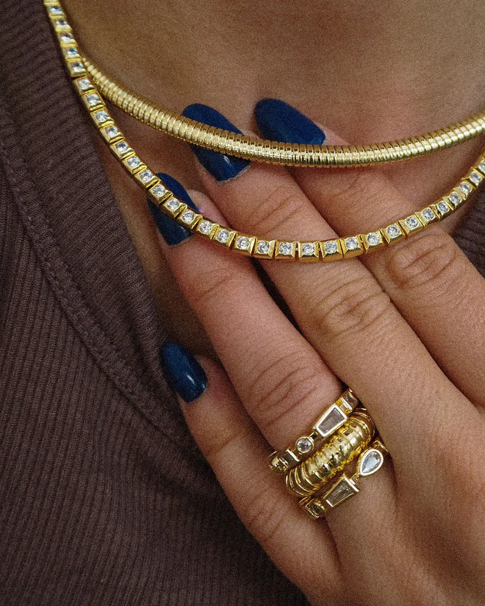 Luv Aj Necklaces Pyramid Stud Tennis Necklace Gold Luv Aj Necklaces Pyramid Stud Tennis Necklace Gold