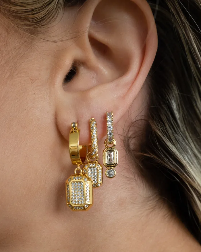 Luv Aj PreStyled Sets Pyramid Bezel Huggies Gold Luv Aj PreStyled Sets Pyramid Bezel Huggies Gold