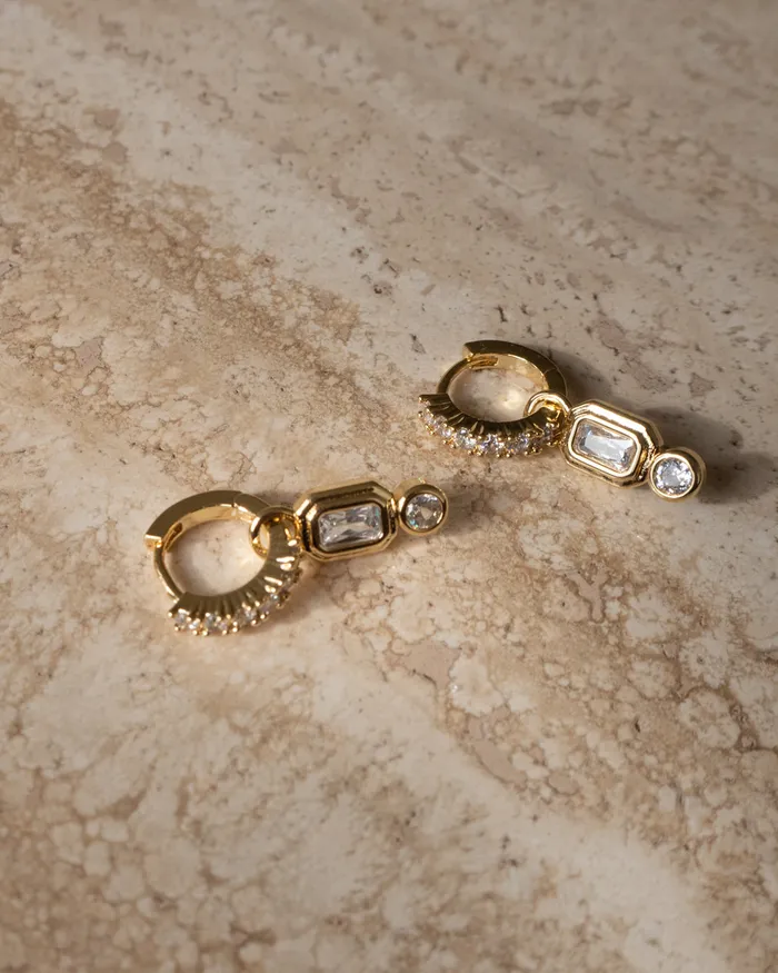 Luv Aj PreStyled Sets Pyramid Bezel Huggies Gold Luv Aj PreStyled Sets Pyramid Bezel Huggies Gold