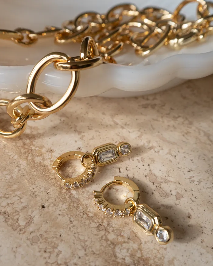 Luv Aj PreStyled Sets Pyramid Bezel Huggies Gold Luv Aj PreStyled Sets Pyramid Bezel Huggies Gold