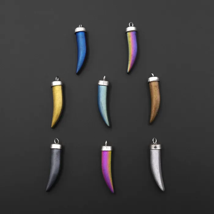 Matte Rainbow Hematite Claw Tooth Shaped Pendant Blue Purple Gold Bronze Black Pink Silver Intrinsic Trading Necklaces Matte Rainbow Hematite Claw Tooth Shaped Pendant Blue Purple Gold Bronze Black Pink Silver Intrinsic Trading Necklaces