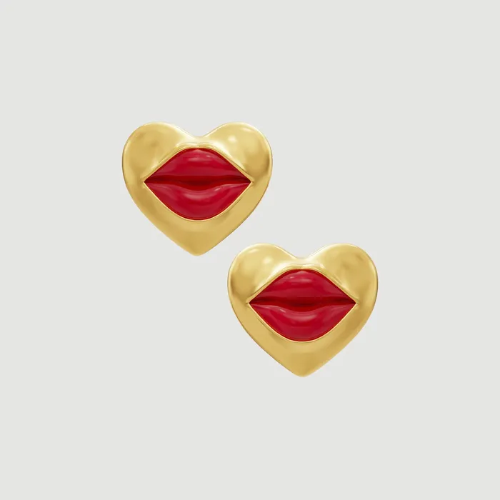 Naimah Earrings Love Lips Rouge Earrings Gold