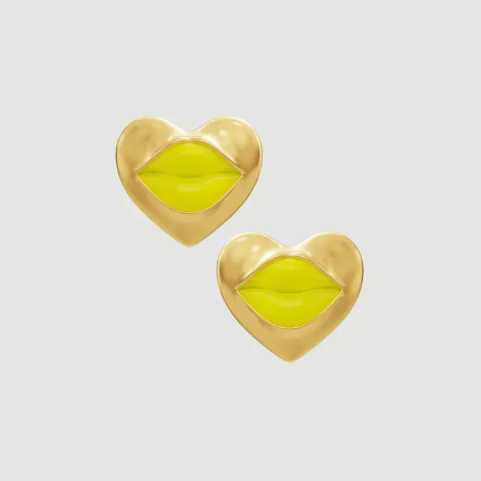 Naimah Earrings Love Lips Rouge Earrings Gold