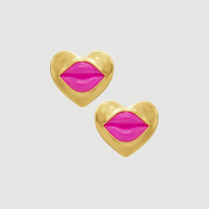 Naimah Earrings Love Lips Rouge Earrings Gold