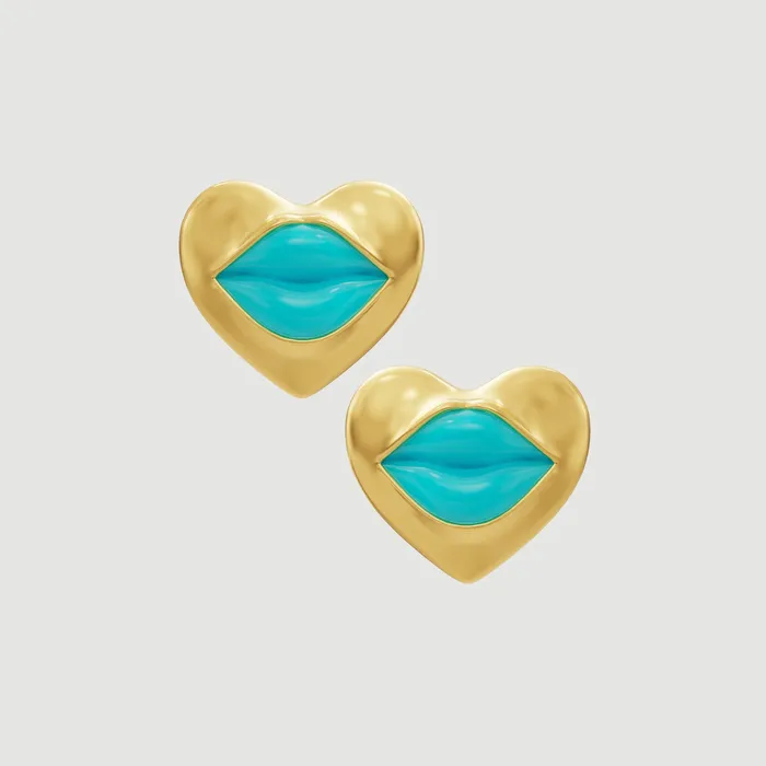 Naimah Earrings Love Lips Rouge Earrings Gold