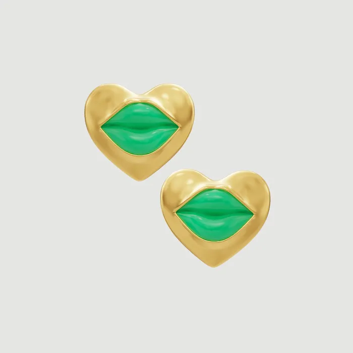 Naimah Earrings Love Lips Rouge Earrings Gold