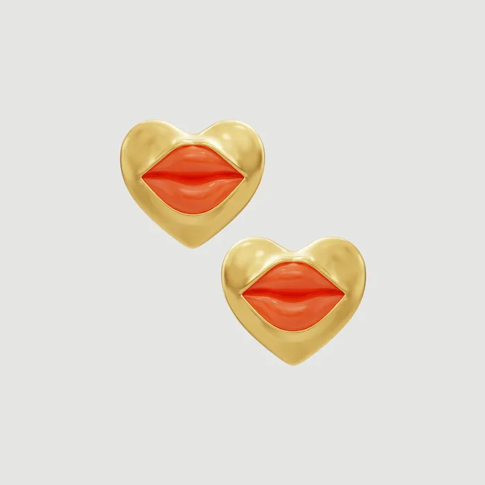 Naimah Earrings Love Lips Rouge Earrings Gold