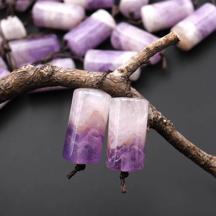 Natural Light Purple Rainbow Amethyst Earring Pair Matched Cylinder Tube 20mm Gemstone Beads A6 Intrinsic Trading Earrings Natural Light Purple Rainbow Amethyst Earring Pair Matched Cylinder Tube 20mm Gemstone Beads A6 Intrinsic Trading Earrings