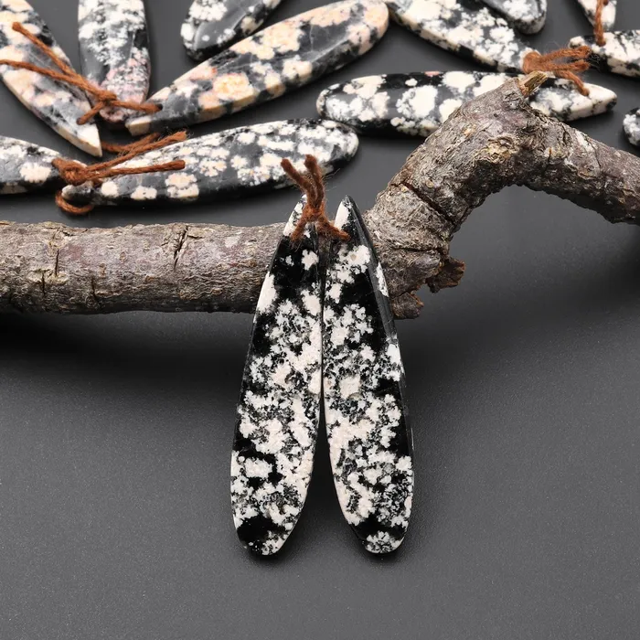 Natural Mexican Snowflake Obsidian Earring Pair Matched Teardrop Gemstone Beads Intrinsic Trading Earrings Natural Mexican Snowflake Obsidian Earring Pair Matched Teardrop Gemstone Beads Intrinsic Trading Earrings