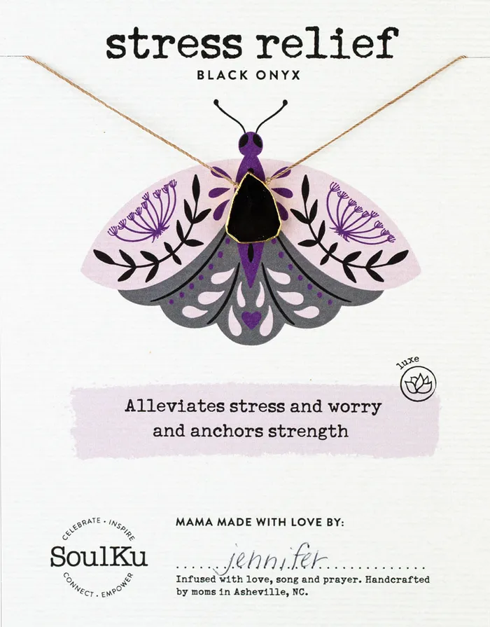 Necklaces Black Onyx Alchemy Necklace for Stress Relief SoulKu